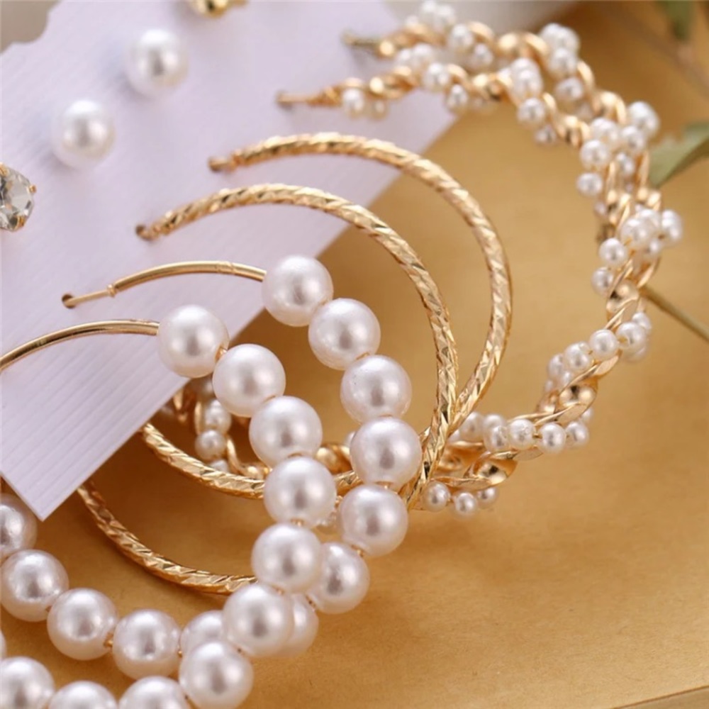Set of Faux Pearl Earrings - Picture 2 of 3